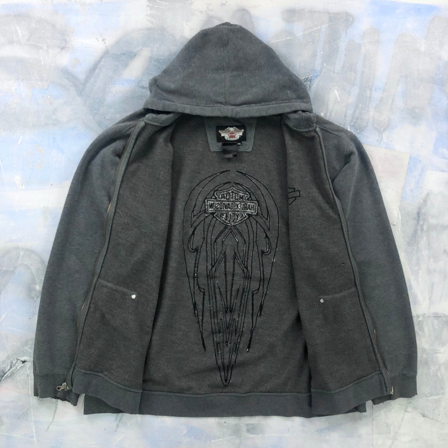 Harley Davidson Motorcycles Embroided Zip Hoodie Sweatshirt XXL