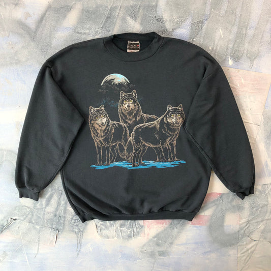 Vintage Wolf Pack Crewneck Sweatshirt L