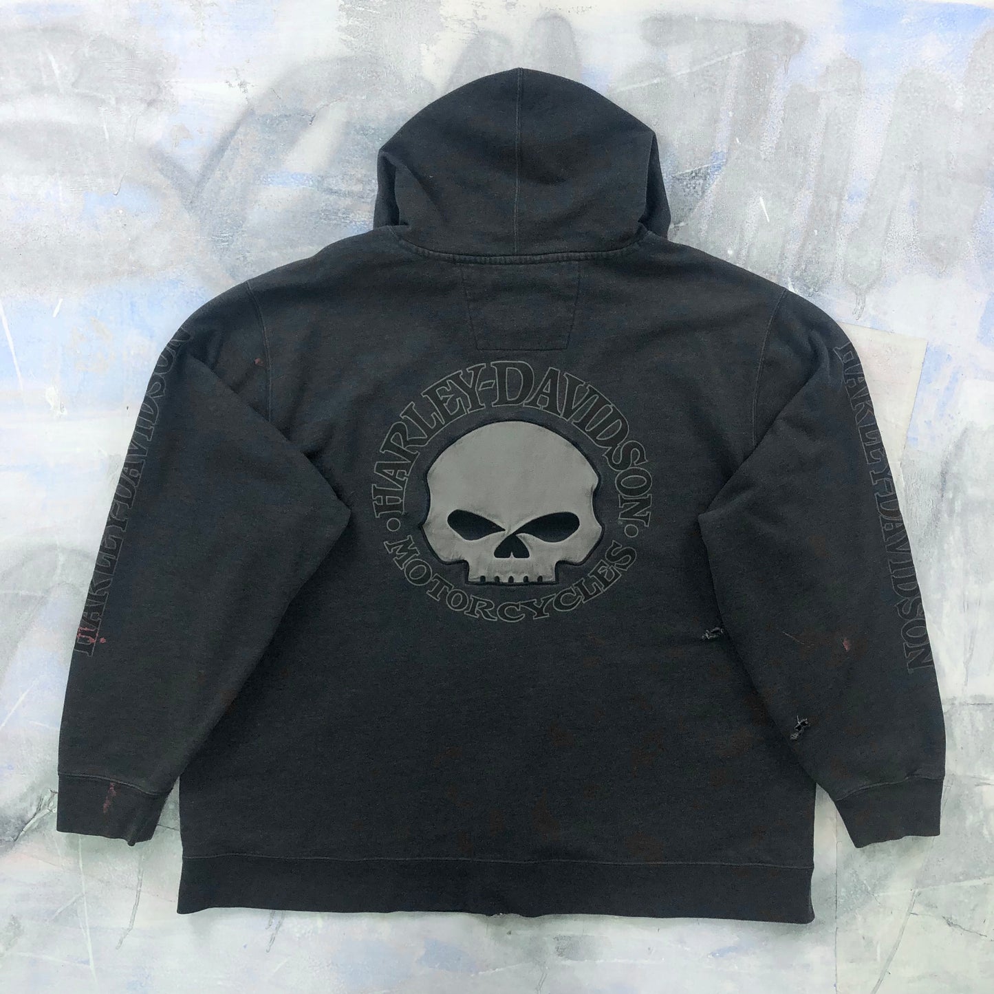 Harley Davidson Motorcycles Embroided Willie G Skull Zip Hoodie Sweatshirt XXL