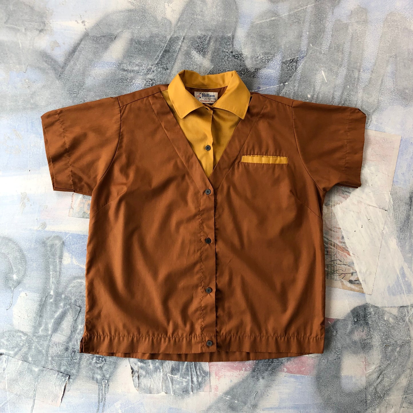 Vintage USA 70s Hilton Valley View Kamloops Camp Bowling Button Shirt L