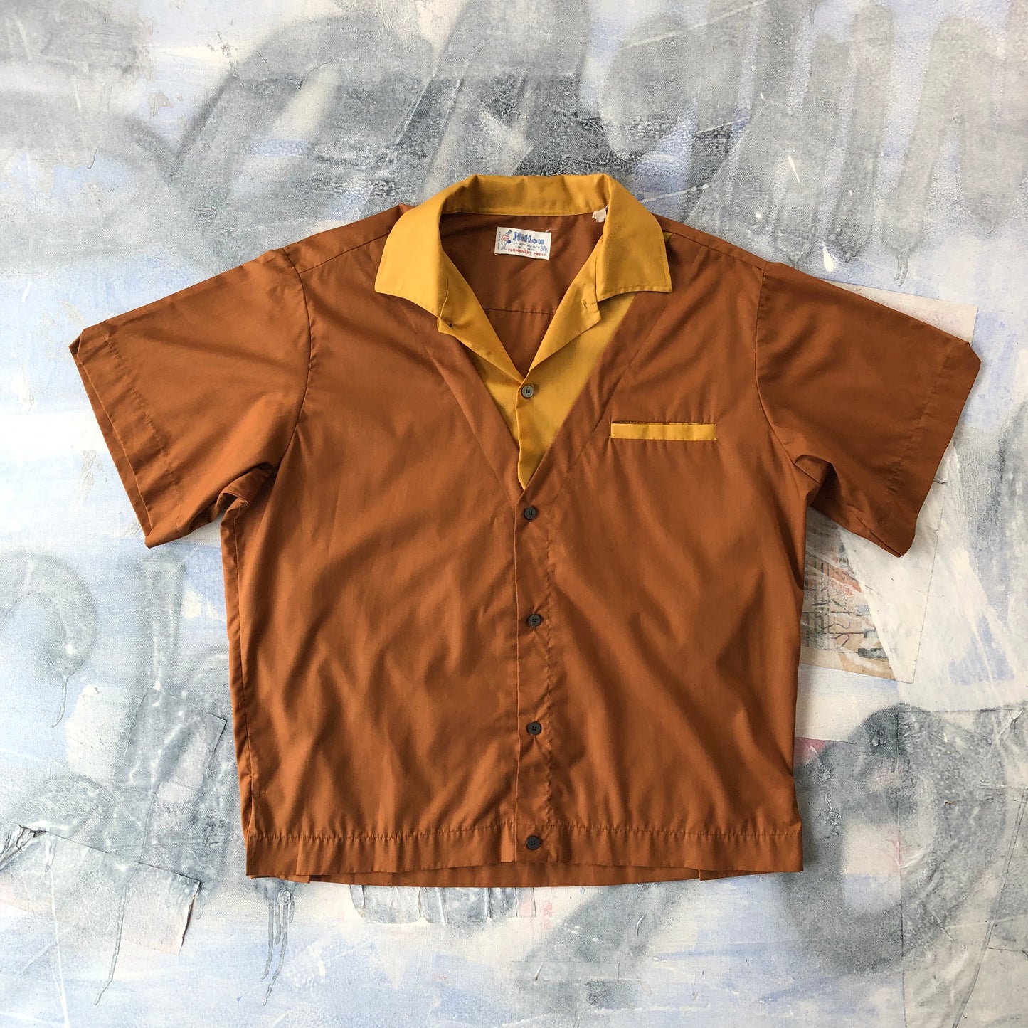 Vintage USA 70s Hilton Valley View Kamloops Camp Bowling Button Shirt L