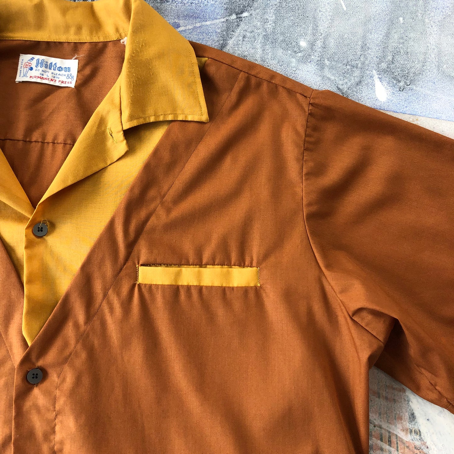 Vintage USA 70s Hilton Valley View Kamloops Camp Bowling Button Shirt L