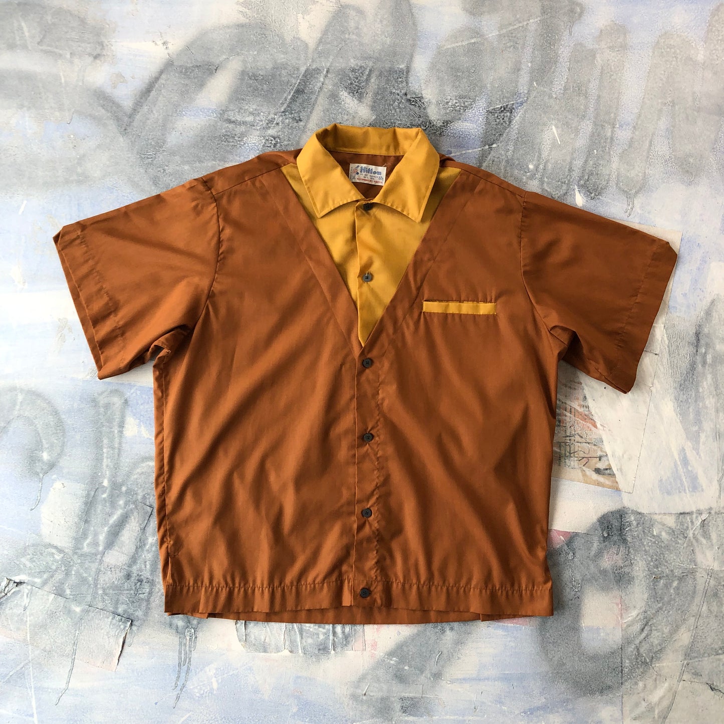 Vintage USA 70s Hilton Valley View Kamloops Camp Bowling Button Shirt L