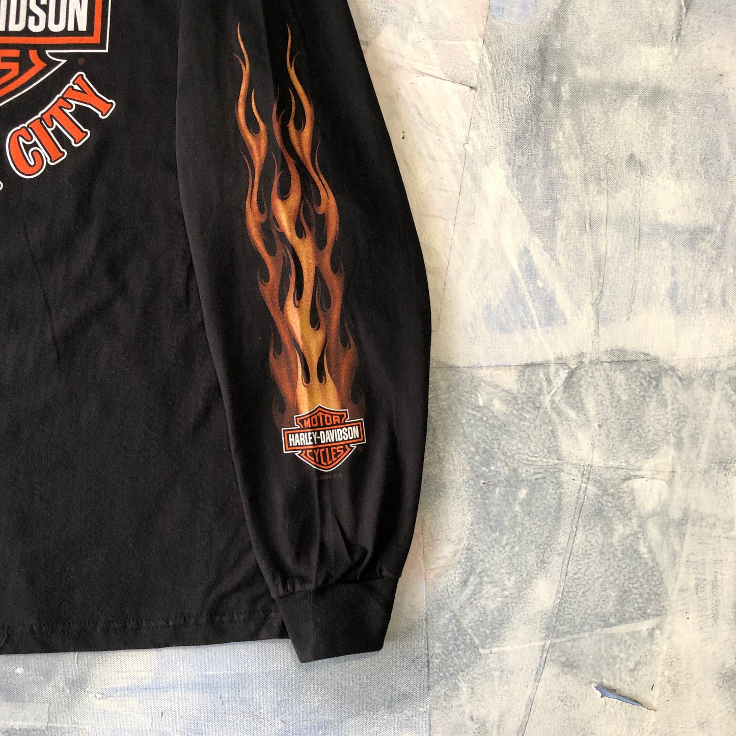 Harley Davidson Motorcycles New York City Flames Retro USA Long Sleeve Shirt XL