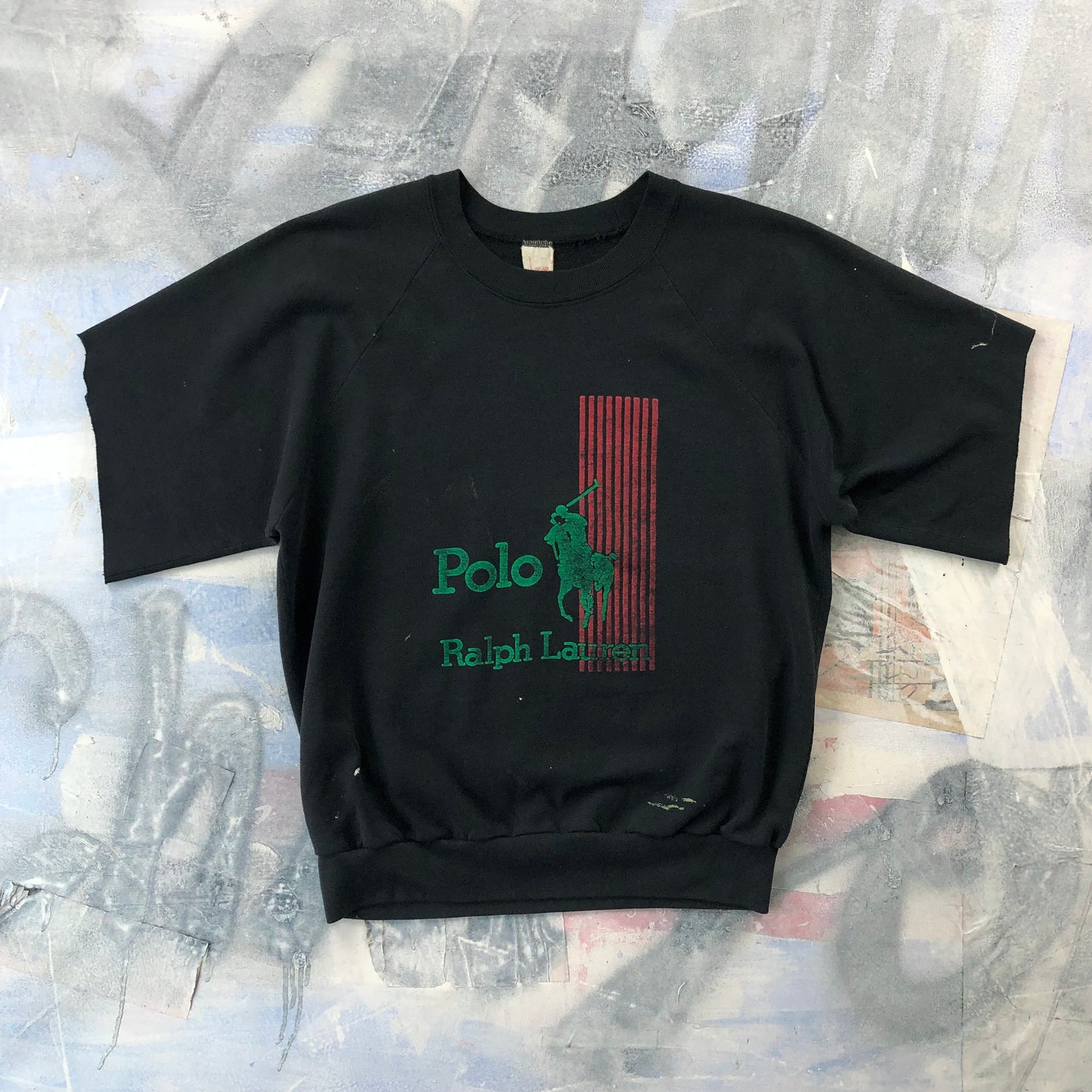 Vintage USA 80s Polo Ralph Lauren Custom Cut Off Crewneck Sweatshirt L