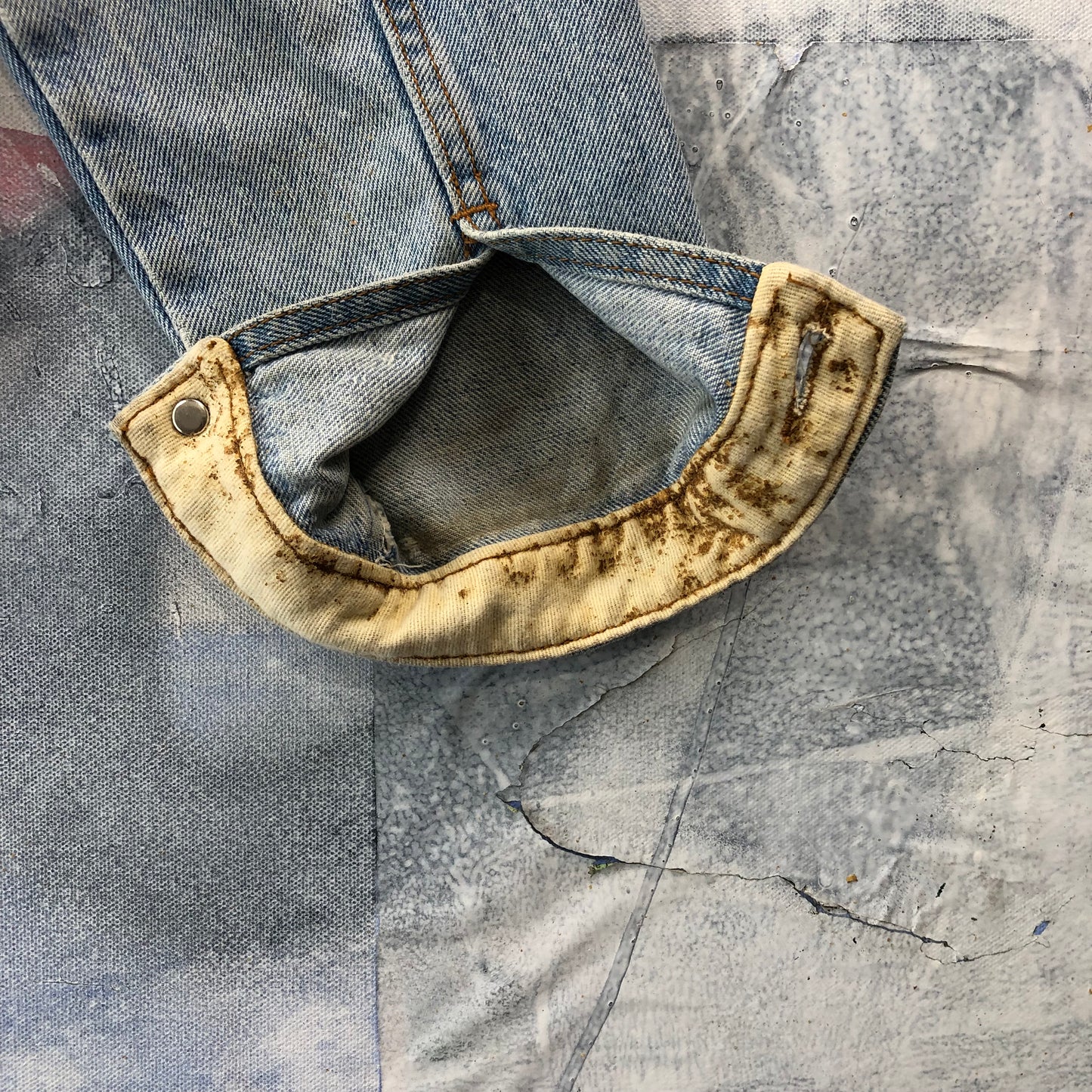 Vintage Wrangler Leather Collar Denim Button Jacket L