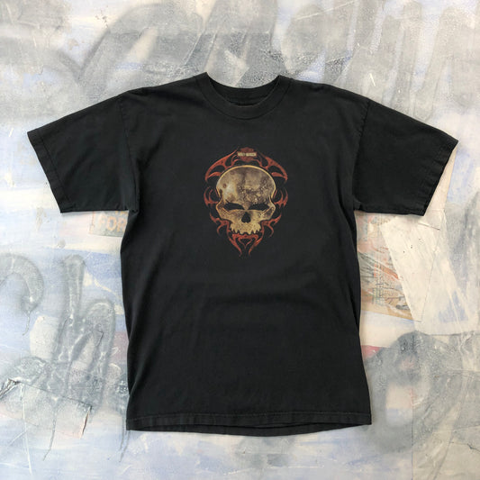 Vintage Harley Davidson Motorcycles Skull Yukon Whitehorse T Shirt L