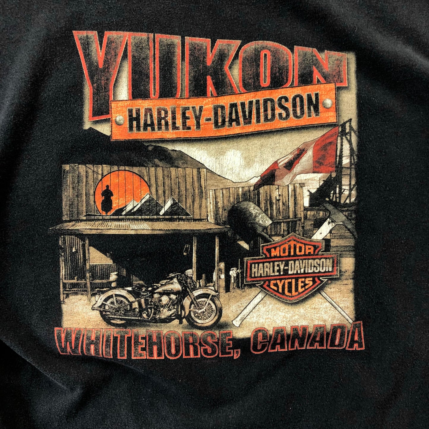 Vintage Harley Davidson Motorcycles Skull Yukon Whitehorse T Shirt L