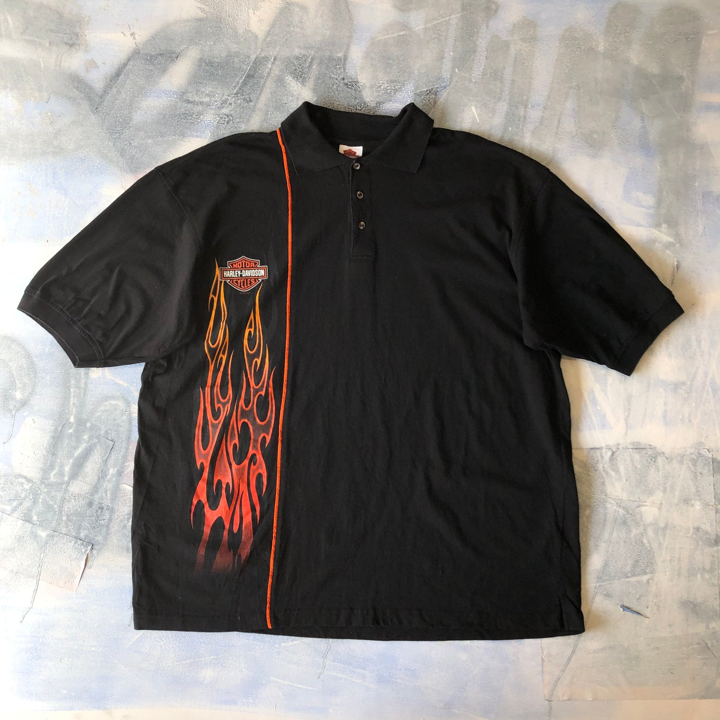 Harley Davidson Motrocycles Thunderbolt Butte Montana Flames Polo Shirt XL