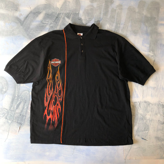 Harley Davidson Motrocycles Thunderbolt Butte Montana Flames Polo Shirt XL