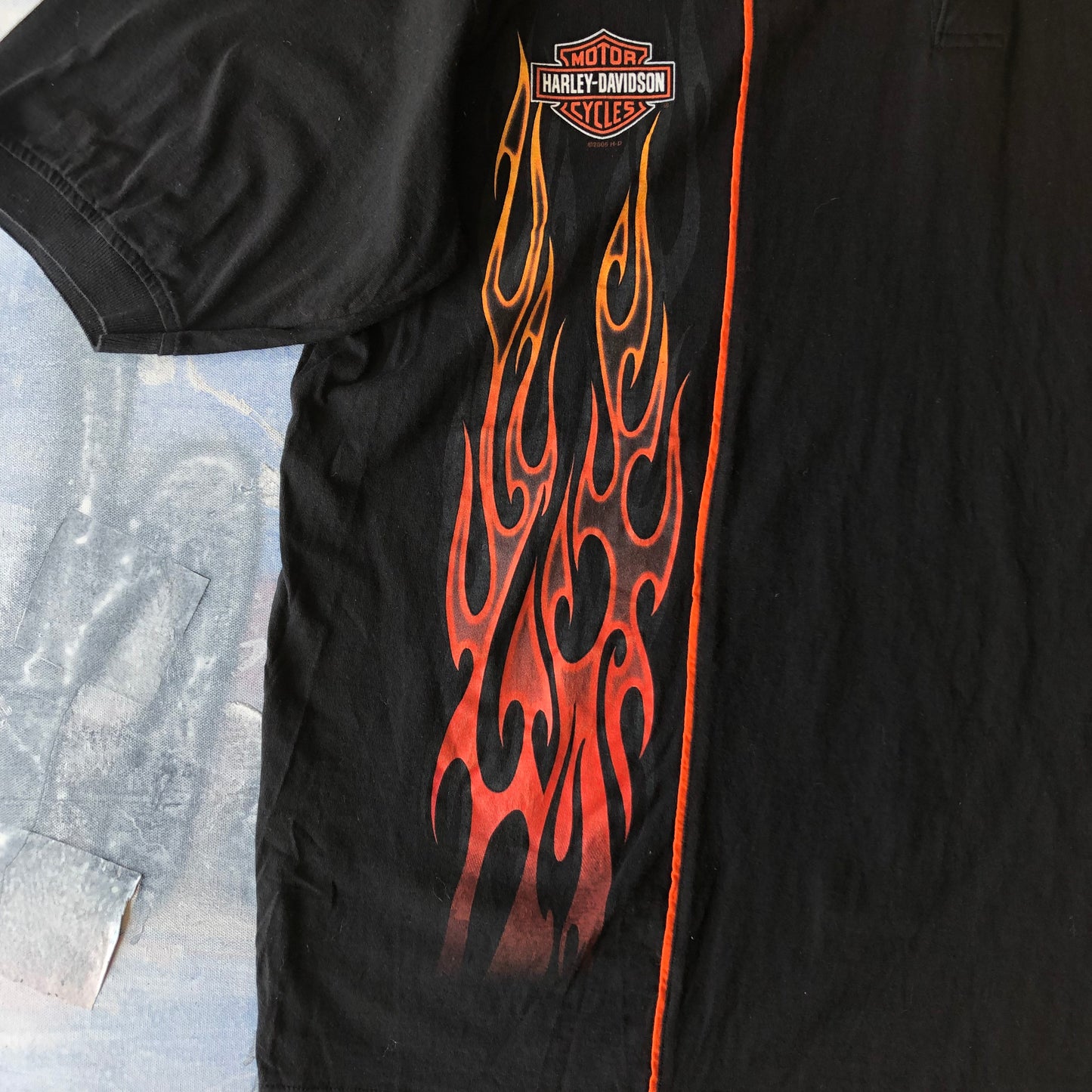 Harley Davidson Motrocycles Thunderbolt Butte Montana Flames Polo Shirt XL