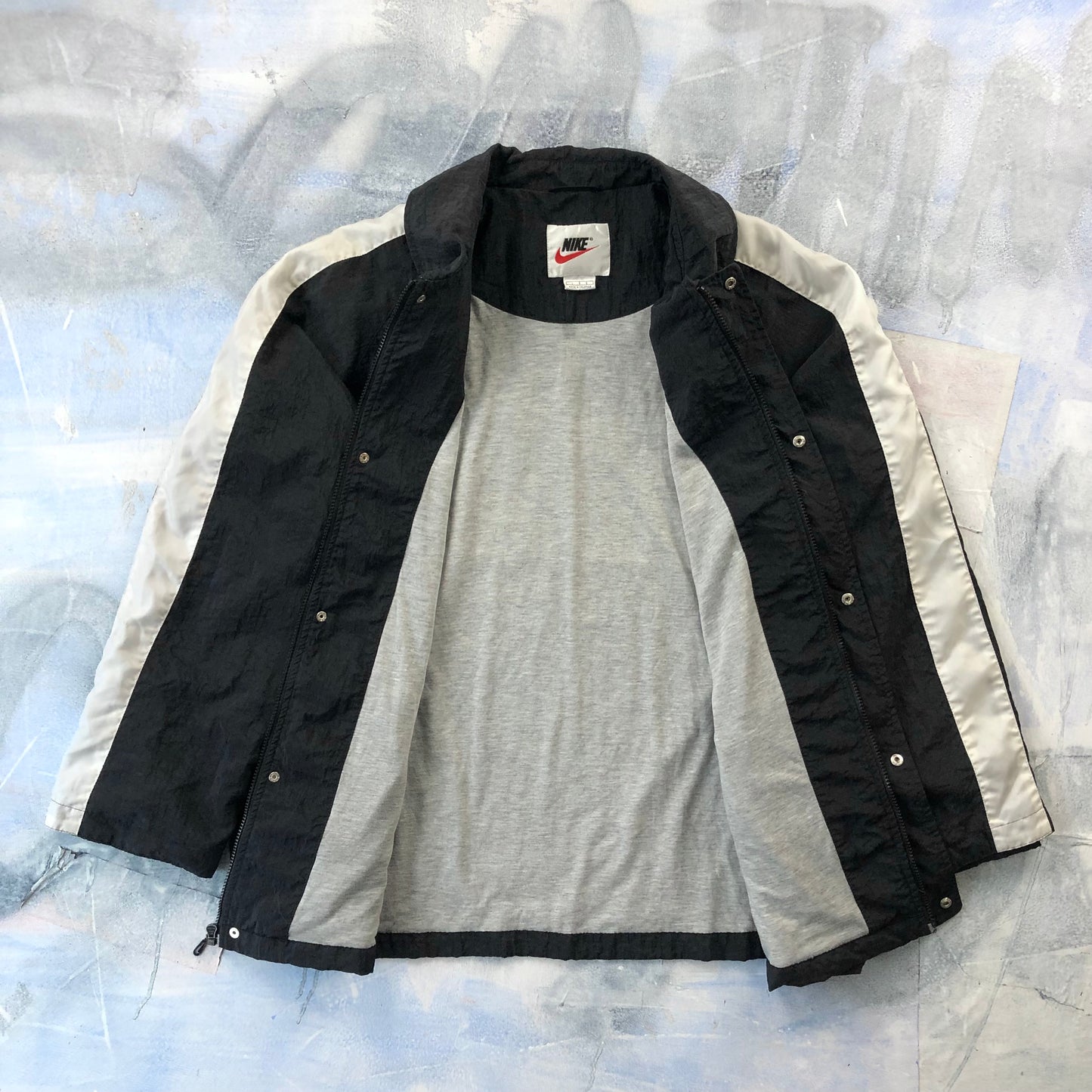 Vintage 90s Nike Swoosh Blanket Lined Zip Button Jacket L