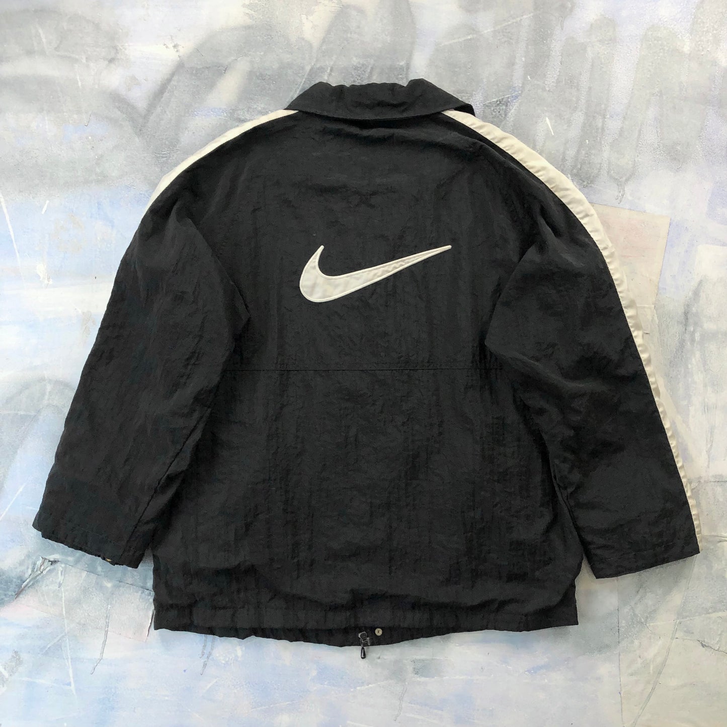 Vintage 90s Nike Swoosh Blanket Lined Zip Button Jacket L
