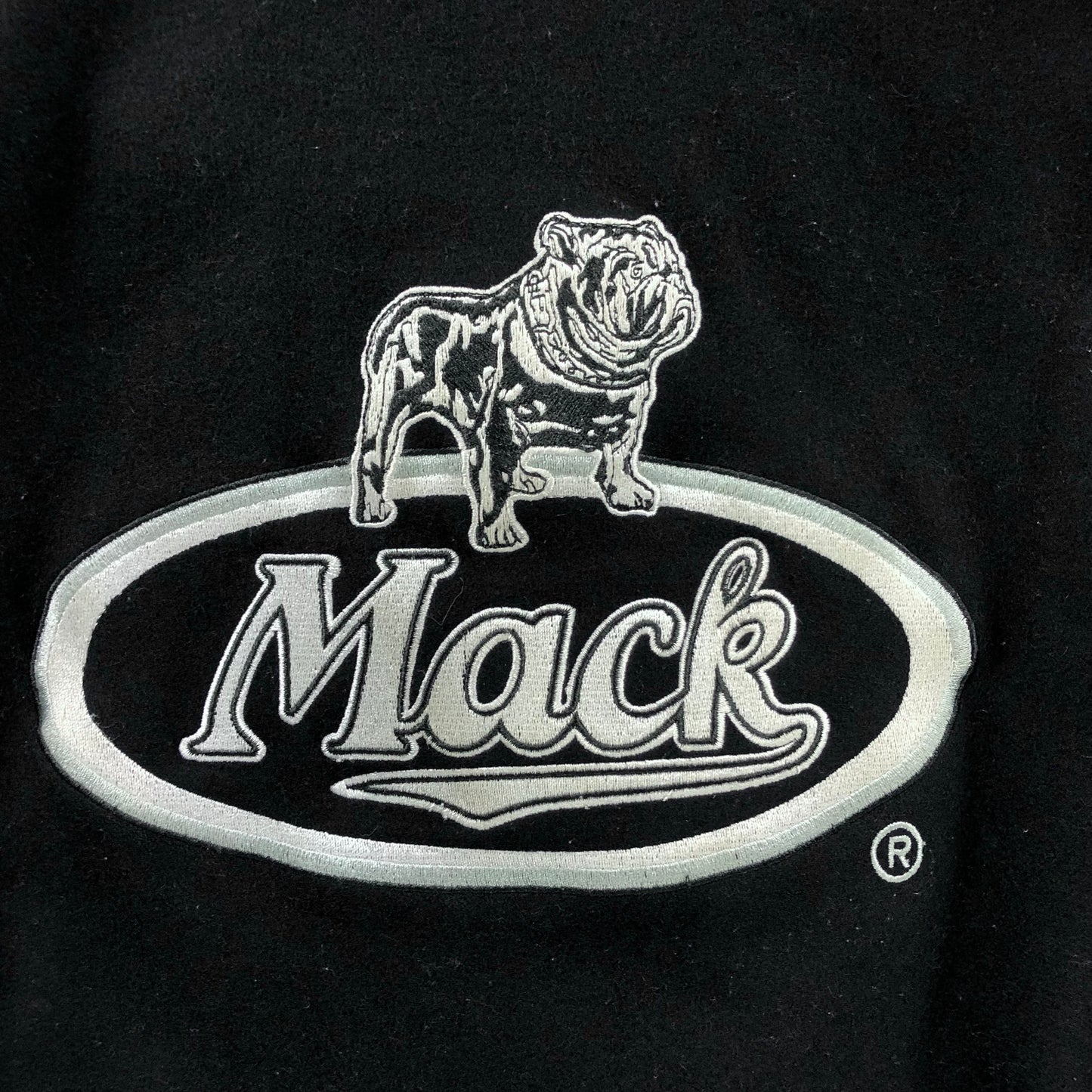 Vintage Mack Trucks Embroided Wool Leather Bomber Zip Jacket M
