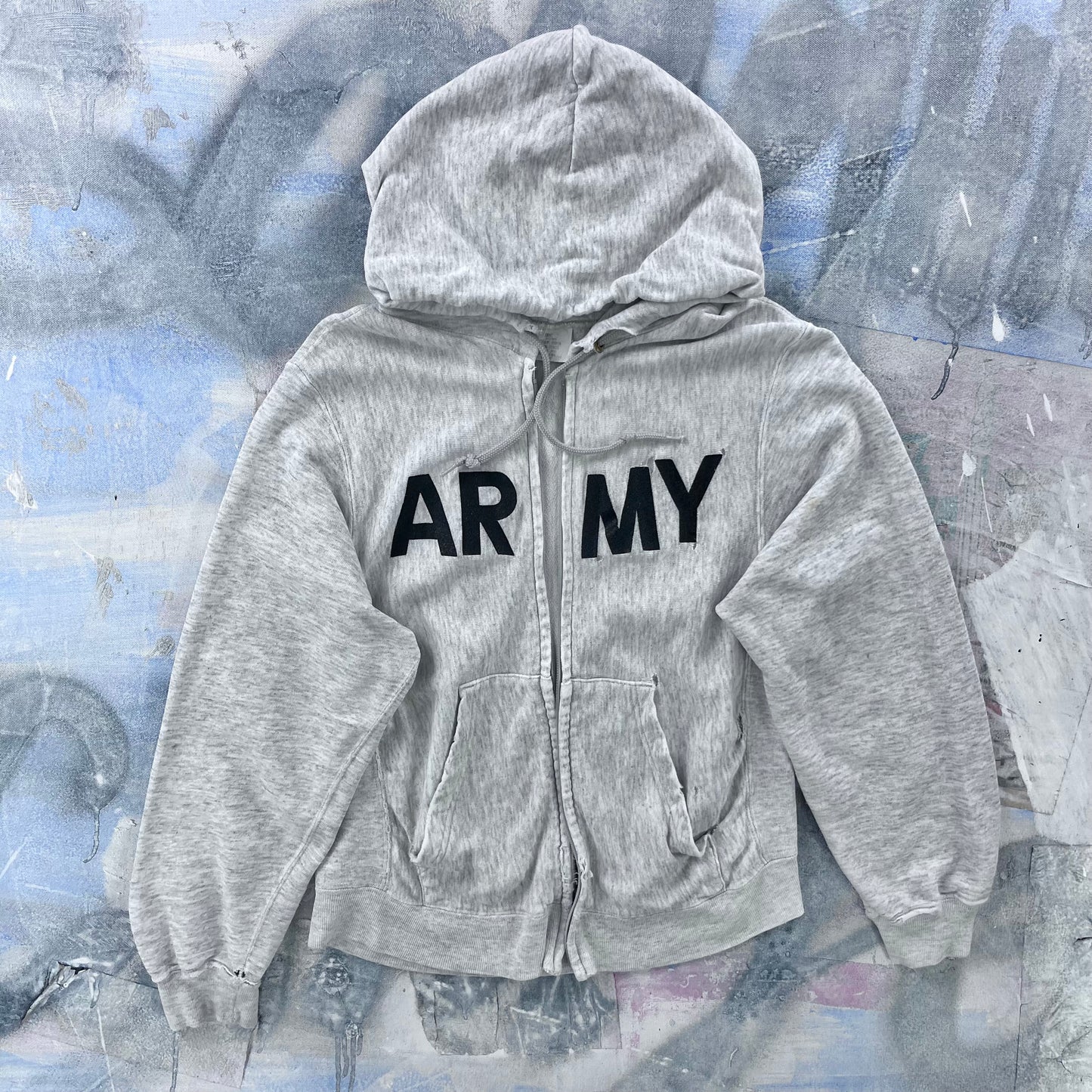 Vintage US Army Training Uniform Full Zip Hoodie Sweatshirt S