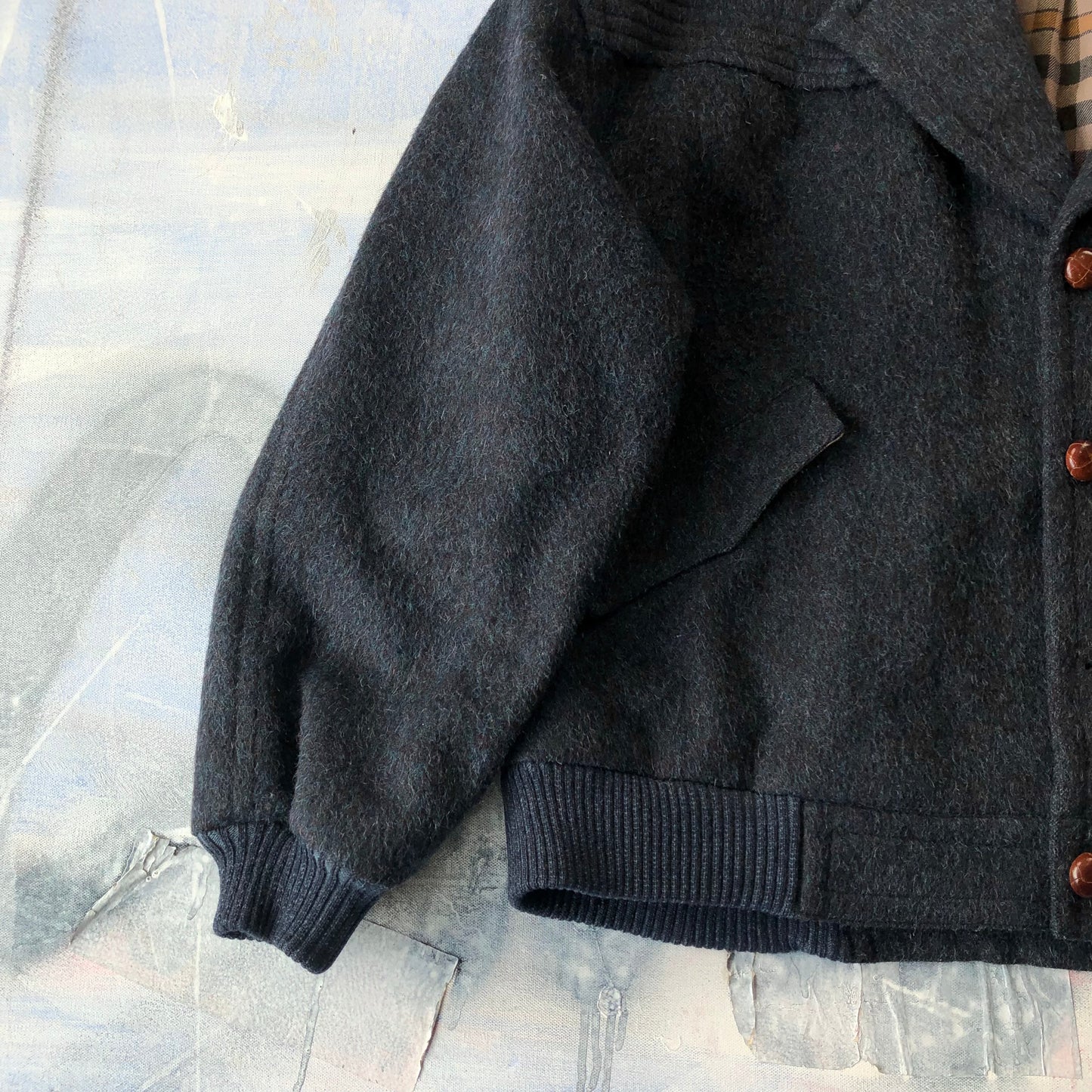 Vintage 80s Gucci Plaid lined Wool Bomber Button Jacket XL