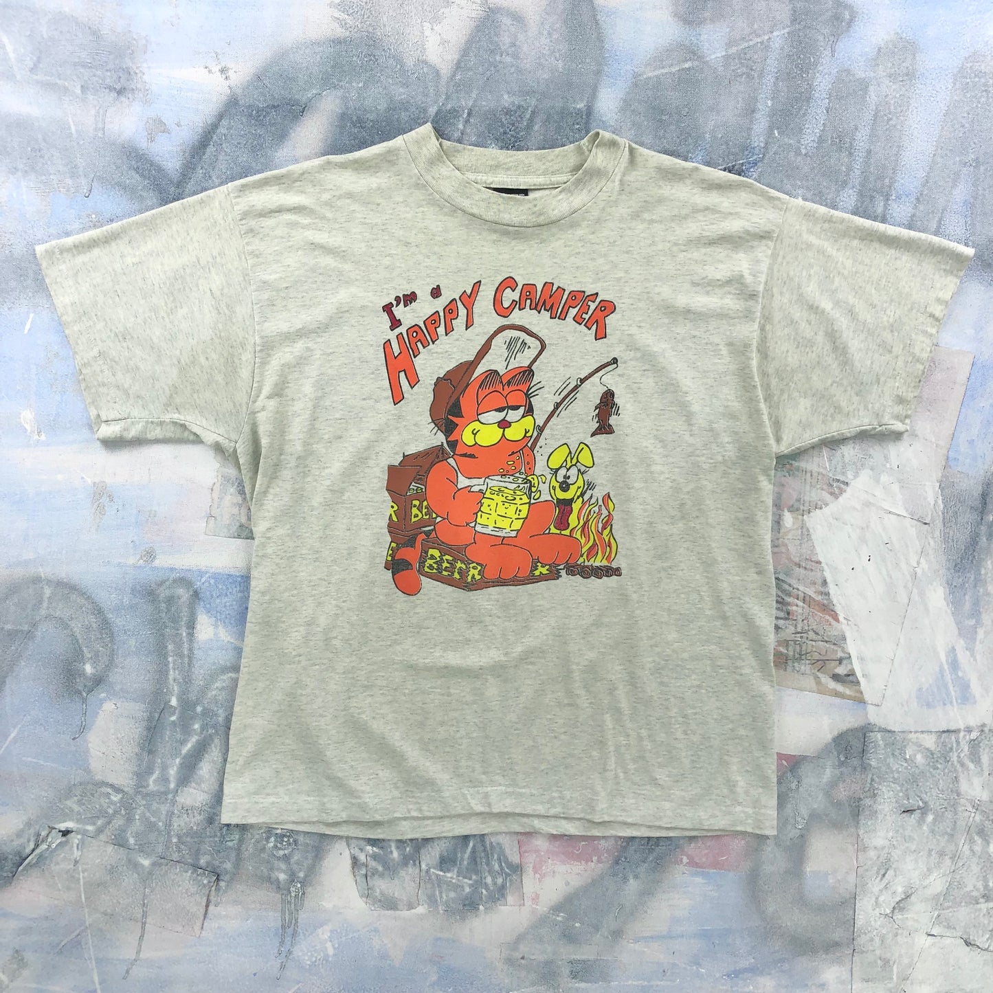 Vintage 90s Im A Happy Camper Garfield Odie Single Stitch T Shirt XL