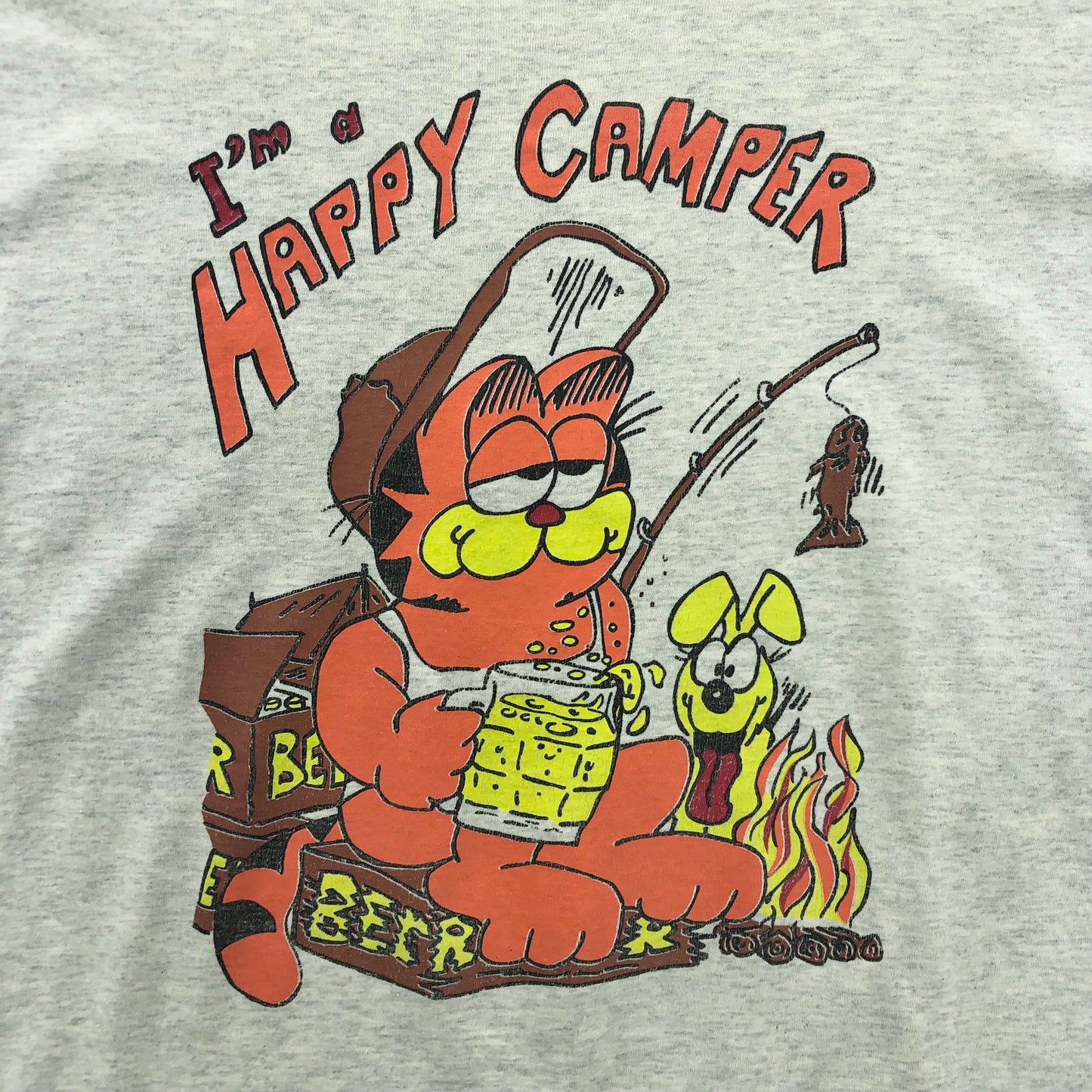 Vintage 90s Im A Happy Camper Garfield Odie Single Stitch T Shirt XL