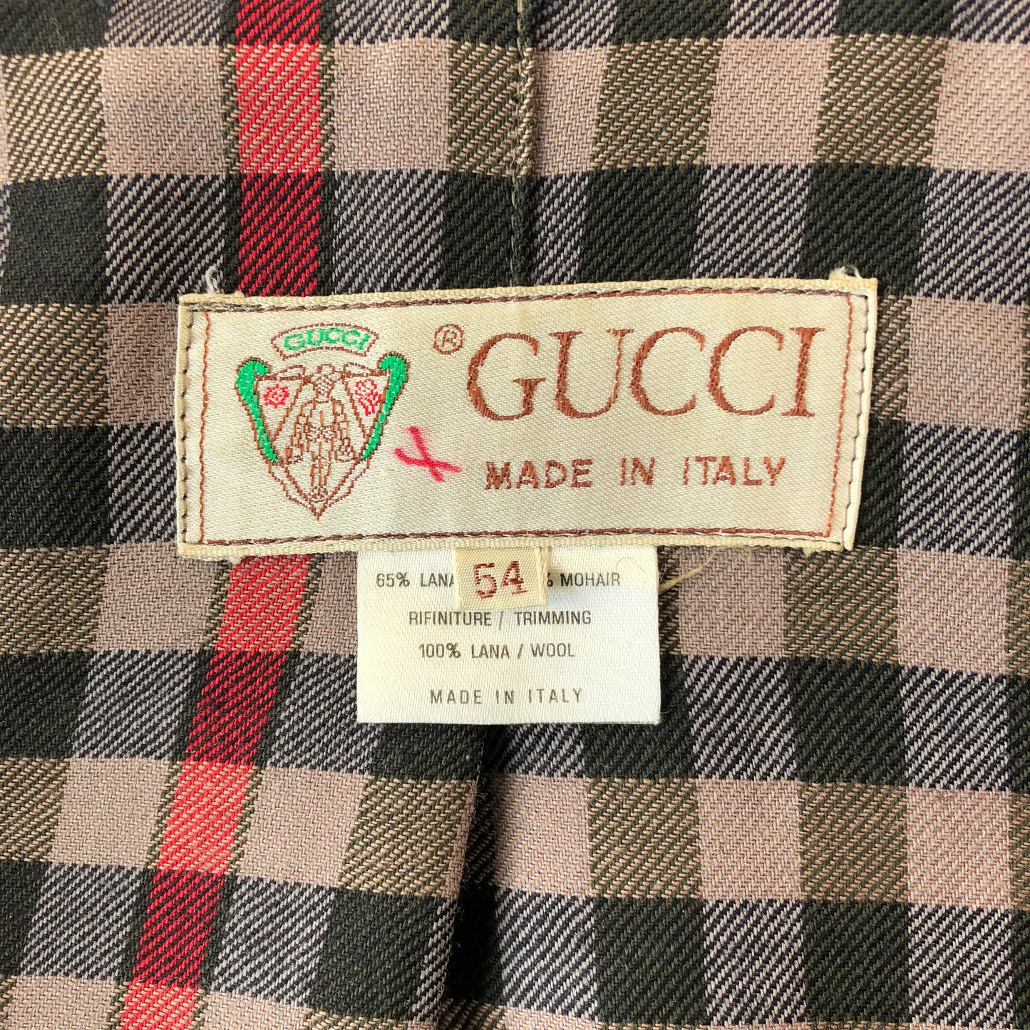 Vintage 80s Gucci Plaid lined Wool Bomber Button Jacket XL