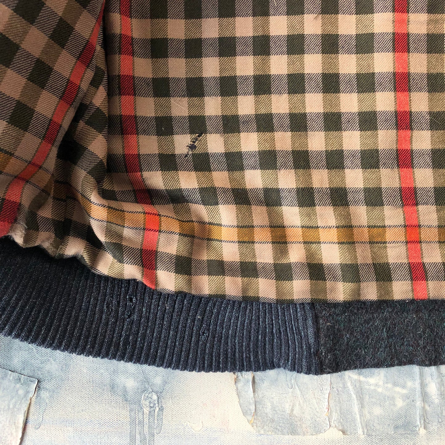 Vintage 80s Gucci Plaid lined Wool Bomber Button Jacket XL