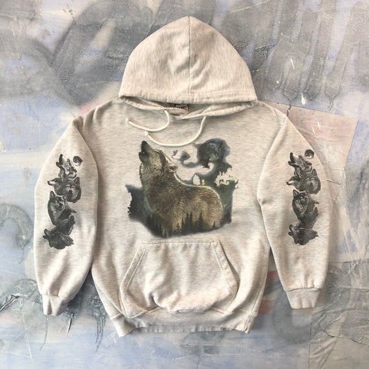 Vintage Howling Wolf Motorcycle Hoodie Sweatshirt M