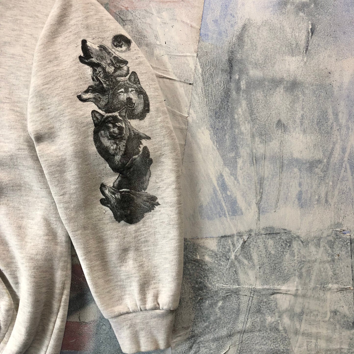 Vintage Howling Wolf Motorcycle Hoodie Sweatshirt M