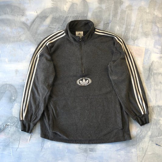 Adidas Retro Trefoil Quarter Zip Fleece Sweatshirt L