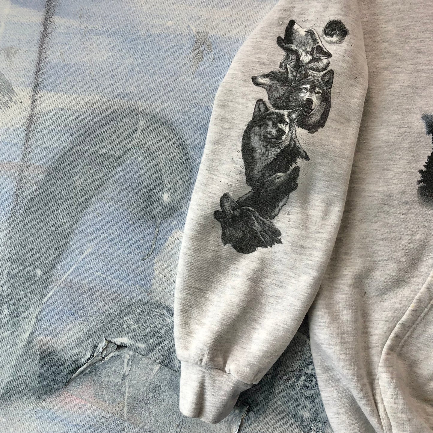 Vintage Howling Wolf Motorcycle Hoodie Sweatshirt M