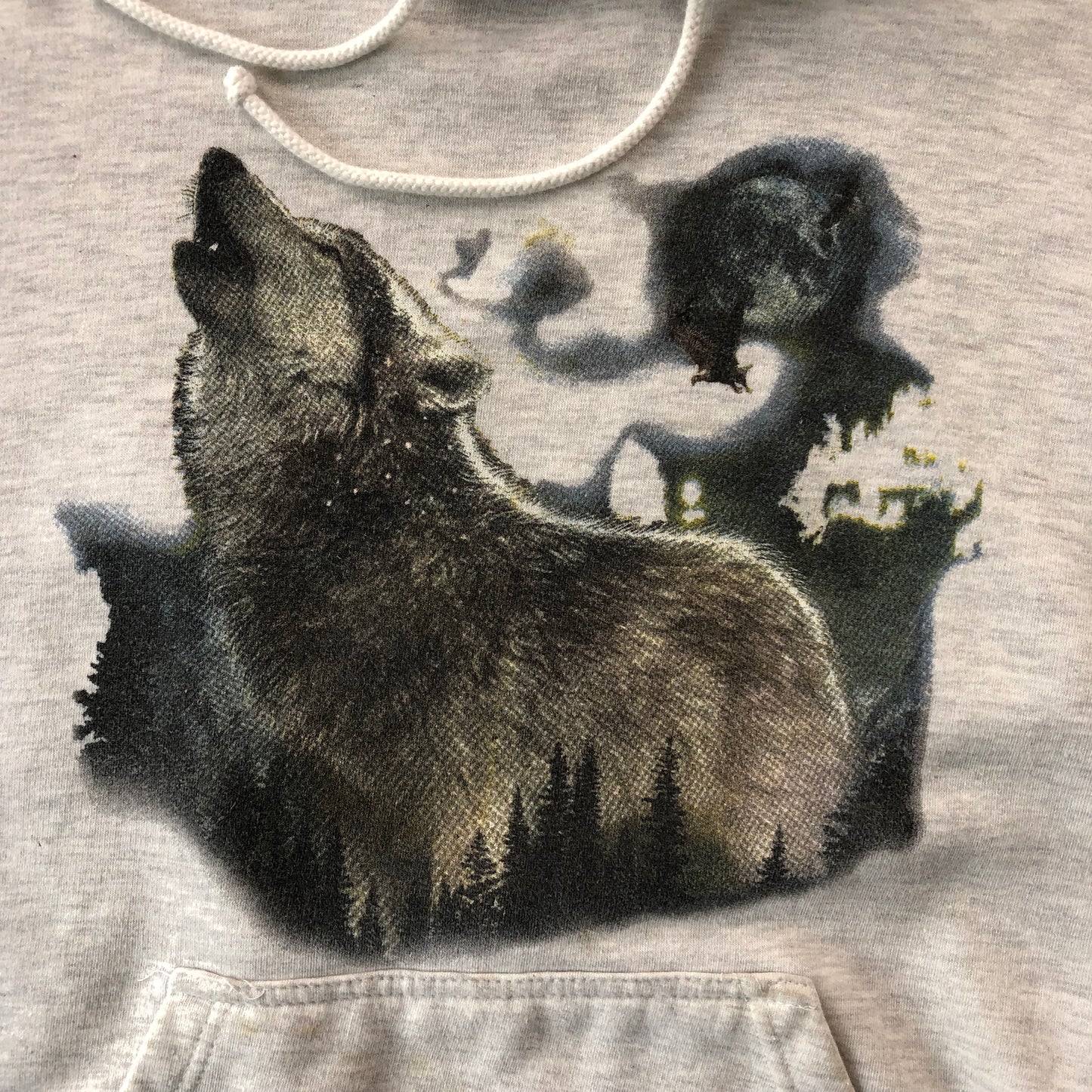 Vintage Howling Wolf Motorcycle Hoodie Sweatshirt M