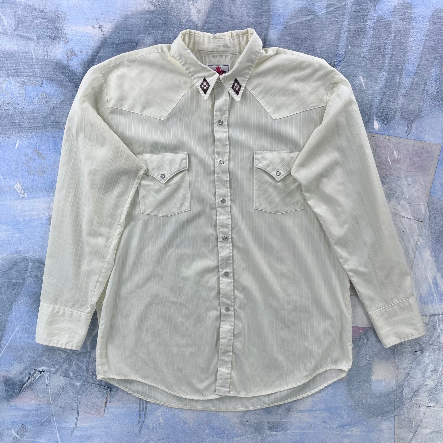 Vintage MWG  Western Pearl Snap Button Long Sleeve Shirt XL