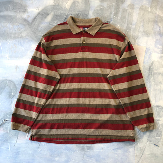 Vintage Chaps Ralph Lauren Stripe Long Sleeve Polo Shirt XXL