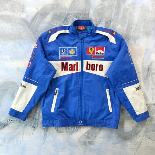 Vintage 90s Malboro Ferrari Michael Schumacher Quilted Lined Embroided Sport Racing Zip Jacket XXXL