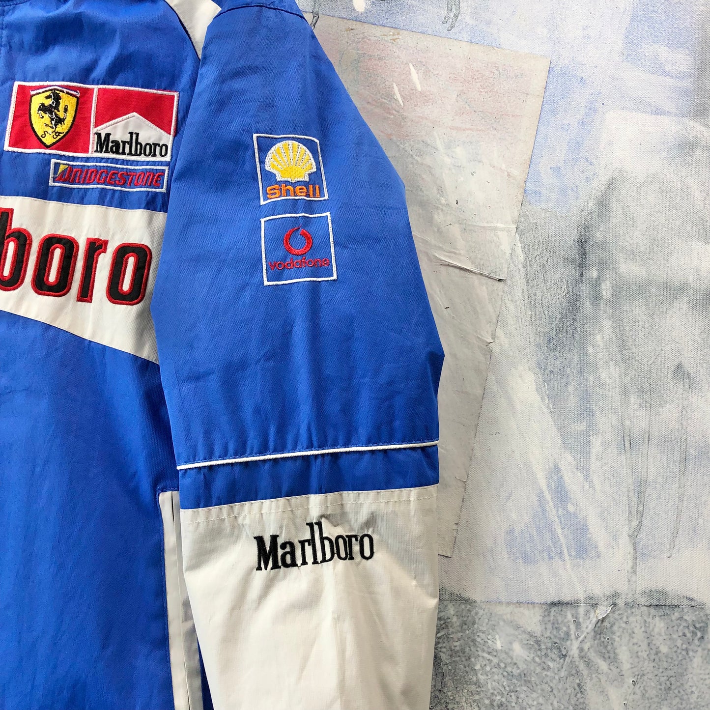 Vintage 90s Malboro Ferrari Michael Schumacher Quilted Lined Embroided Sport Racing Zip Jacket XXXL