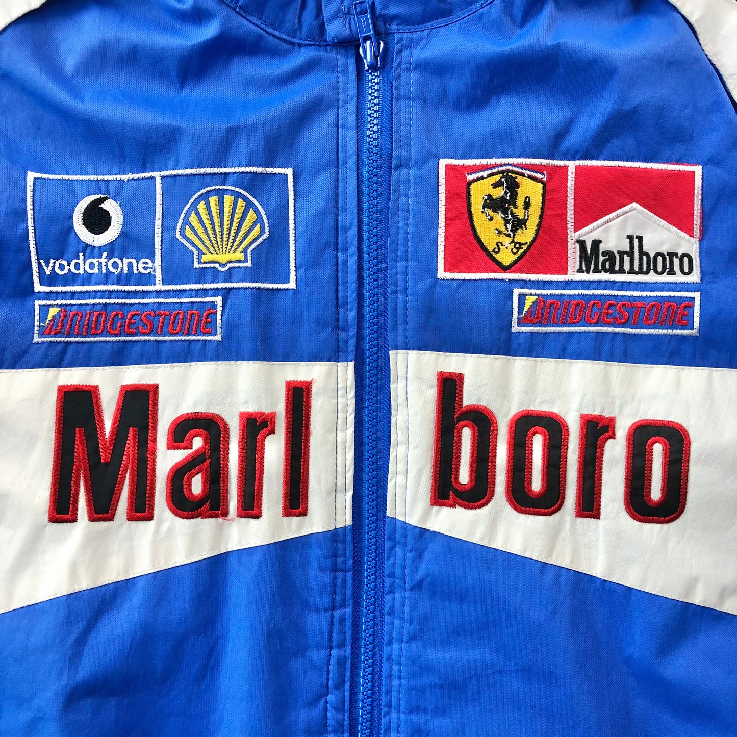Vintage 90s Malboro Ferrari Michael Schumacher Quilted Lined Embroided Sport Racing Zip Jacket XXXL