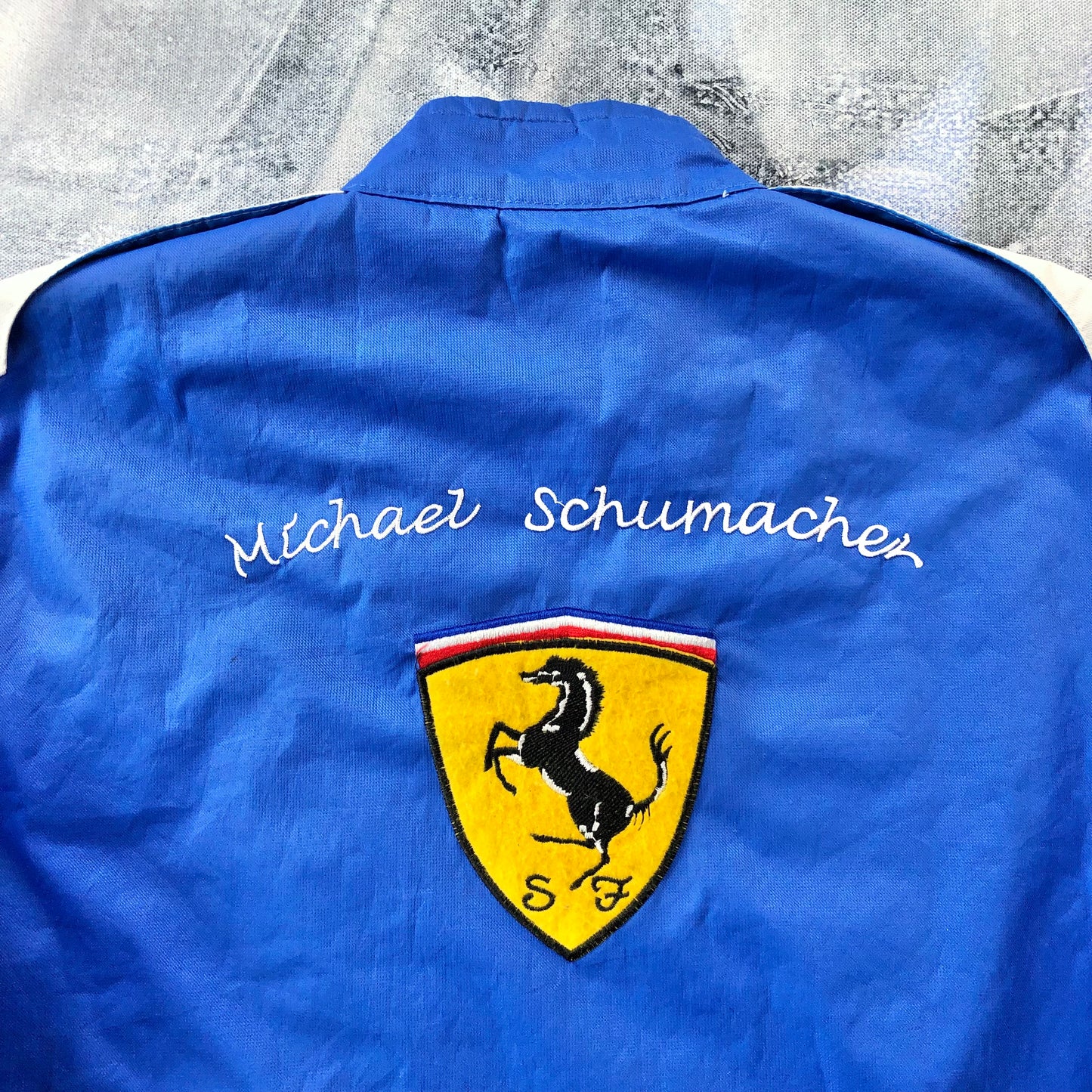 Vintage 90s Malboro Ferrari Michael Schumacher Quilted Lined Embroided Sport Racing Zip Jacket XXXL
