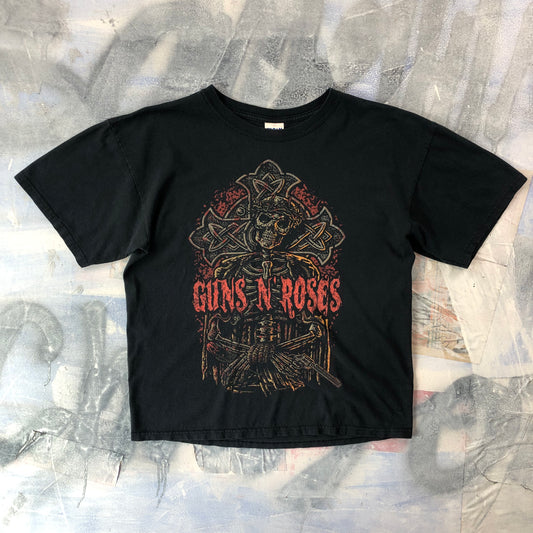 Vintage Guns & Roses Skeleton Cross Rock T Shirt L