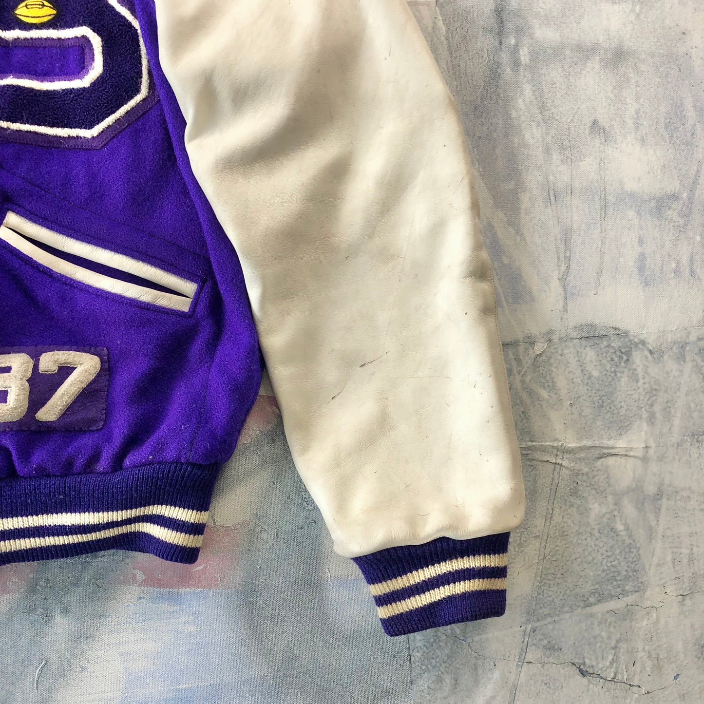 Vintage Varsity Football 1985 Co-Metro Champs Letterman Leather Quilted Button Jacket XL