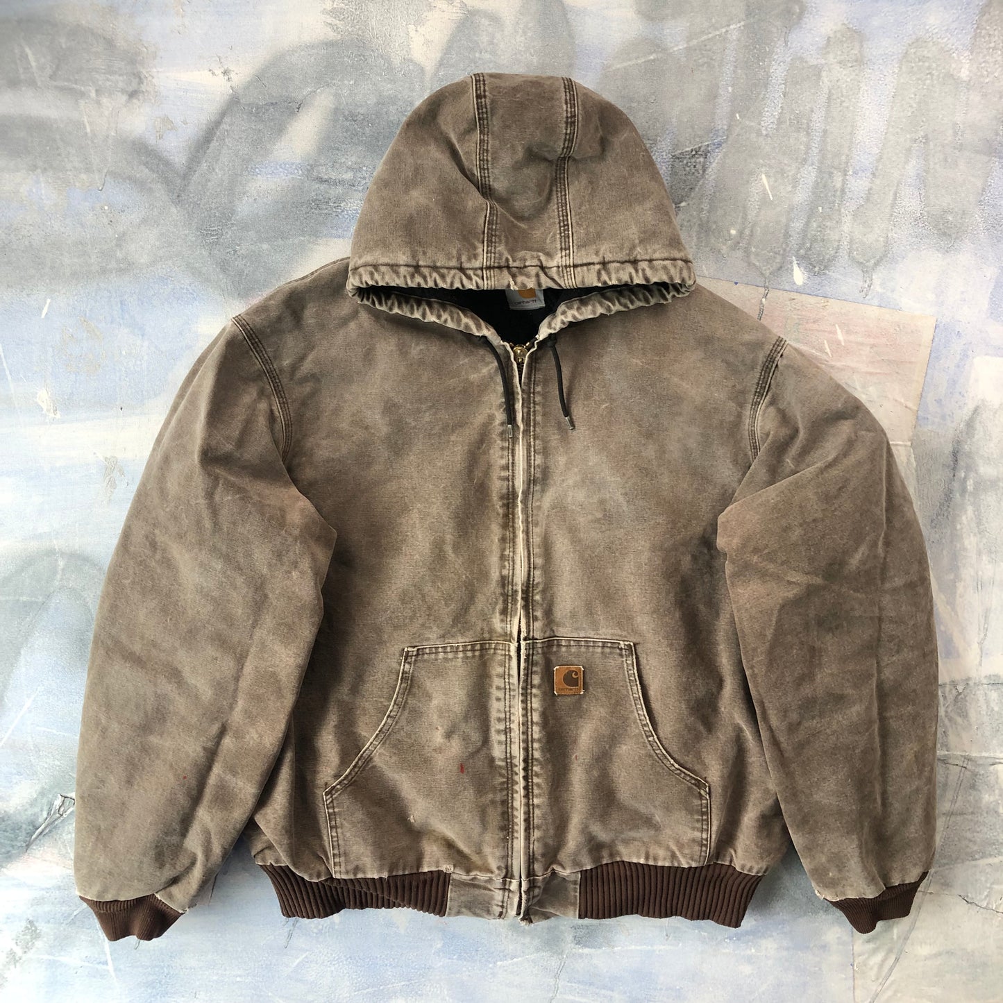 Vintage Carhartt J130 Quilted Hooded Workwear Zip Jacket XXL