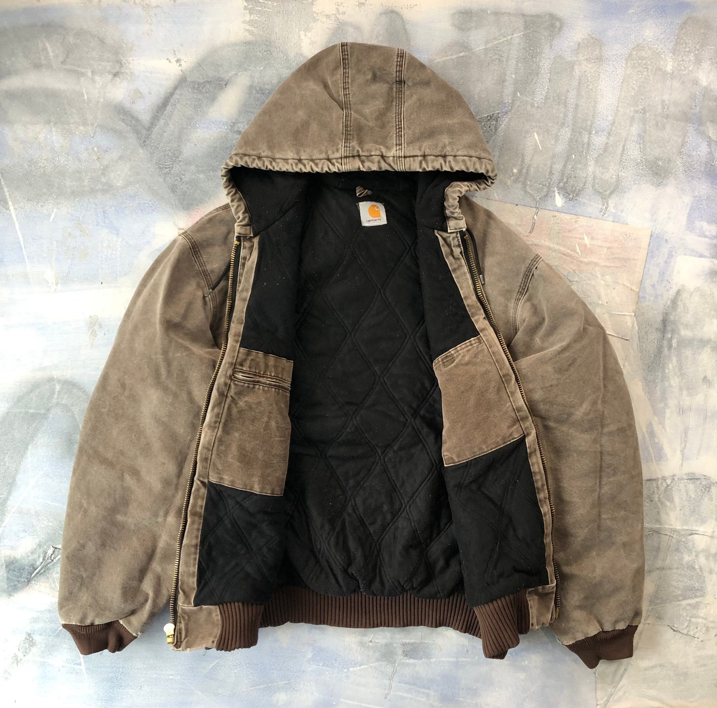 Vintage Carhartt J130 Quilted Hooded Workwear Zip Jacket XXL