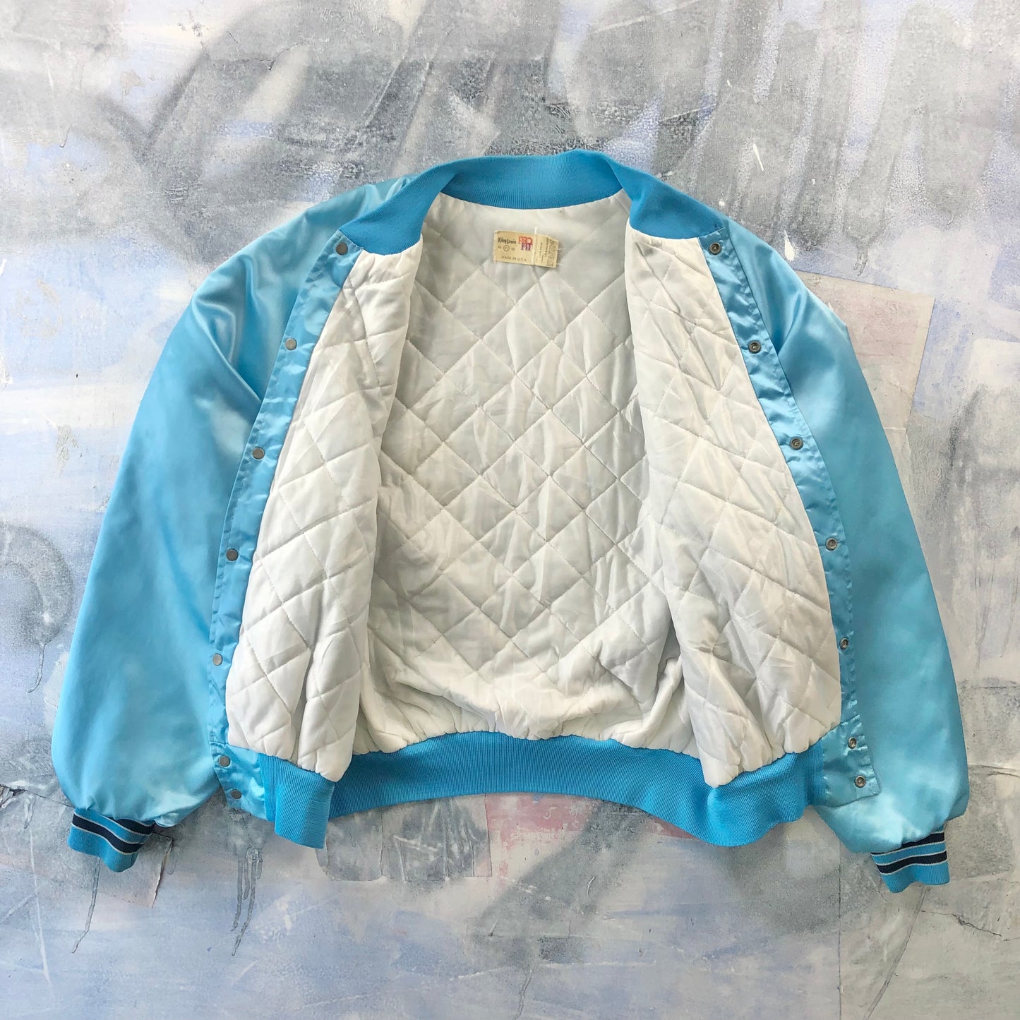 Vintage USA 80s Stockman Fallon Nevada King Louie Pro Fit Satin Bomber Quilted Button Jacket XL