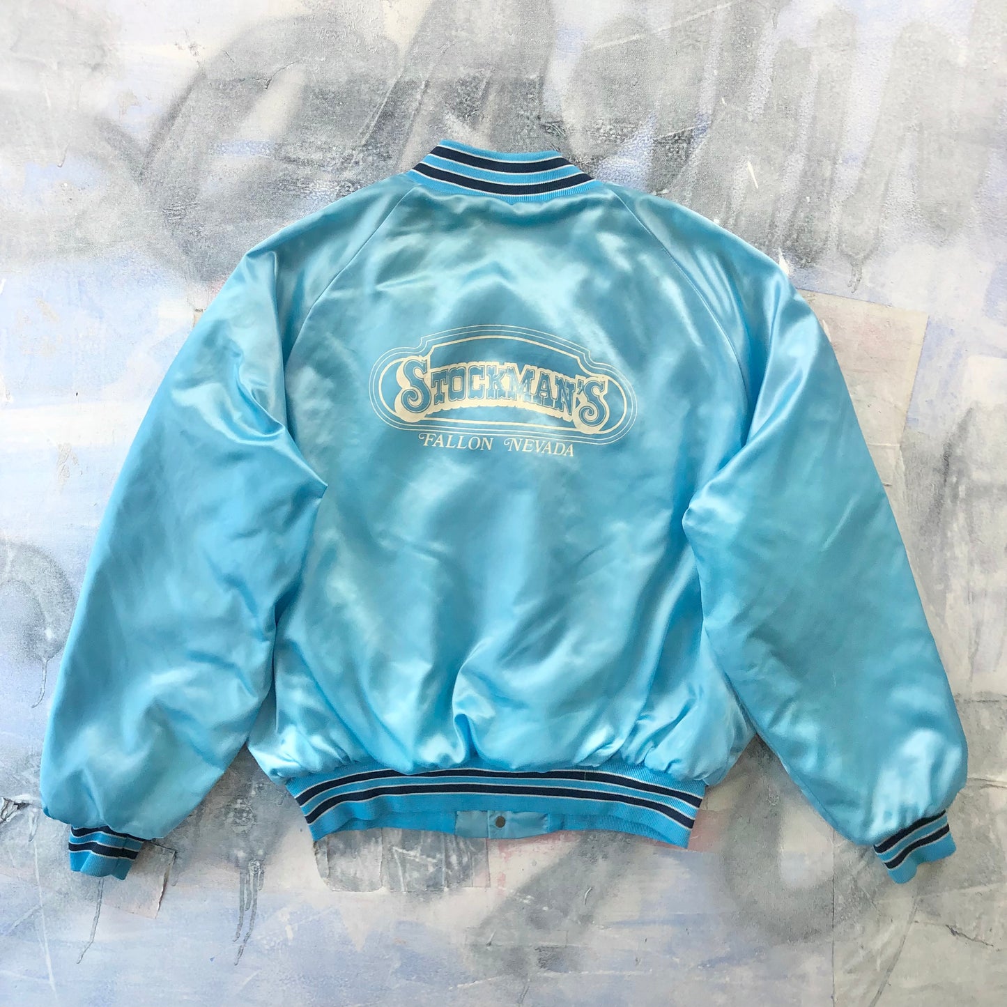 Vintage USA 80s Stockman Fallon Nevada King Louie Pro Fit Satin Bomber Quilted Button Jacket XL