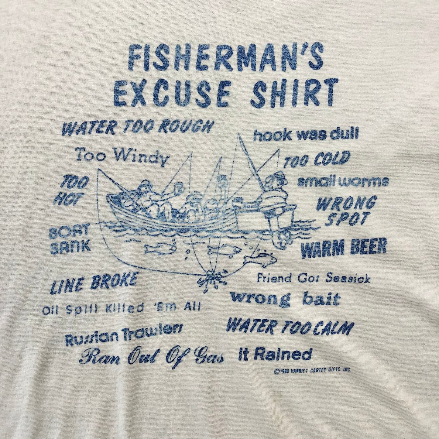 Vintage Fishermans Excuse Shirt Ringer Single Stitch T Shirt M