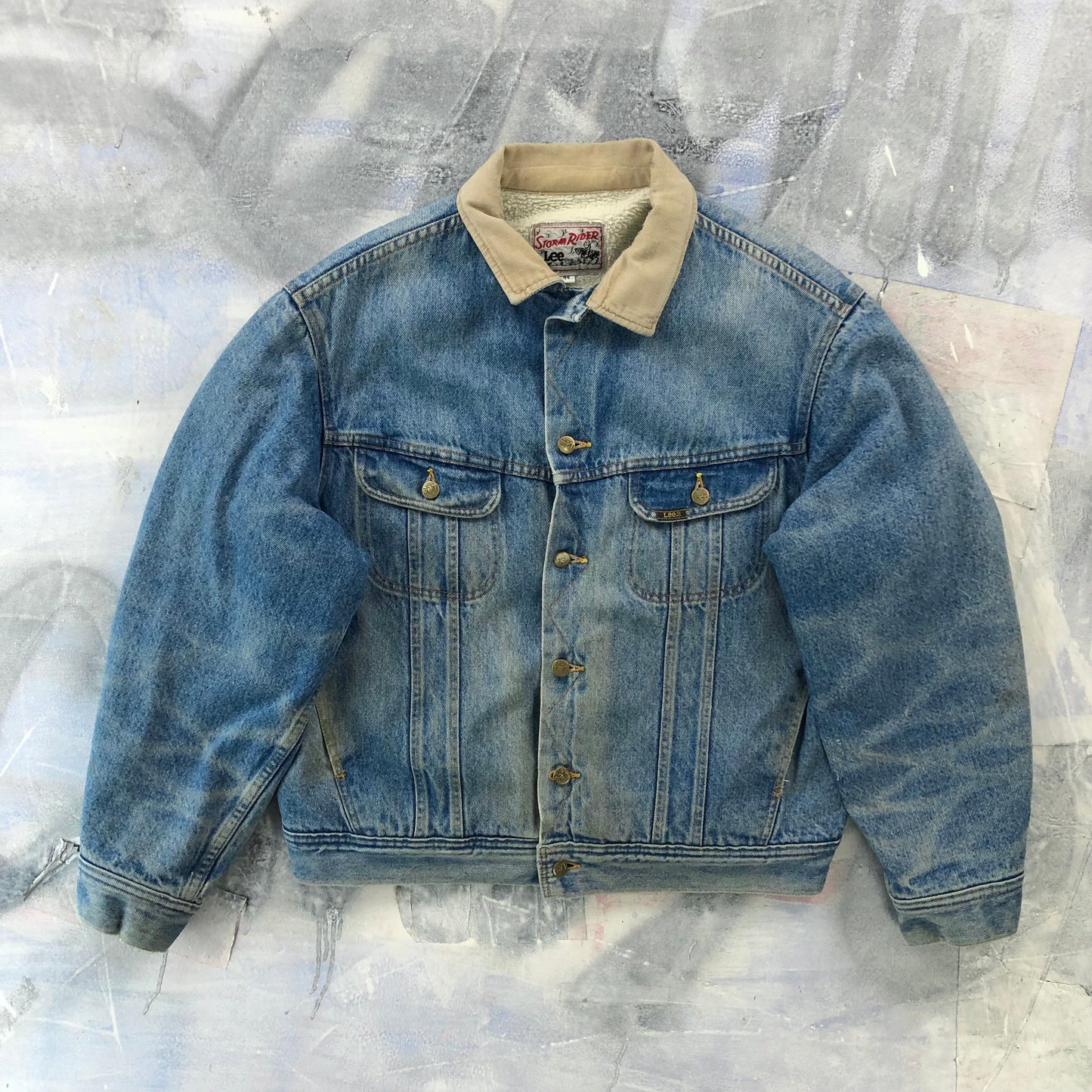 Vintage Lee Storm Rider Sherpa Lined Denim Button Jacket L