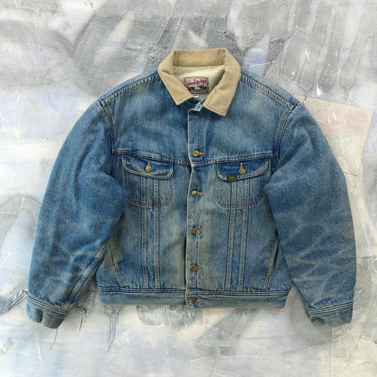 Vintage Lee Storm Rider Sherpa Lined Denim Button Jacket L