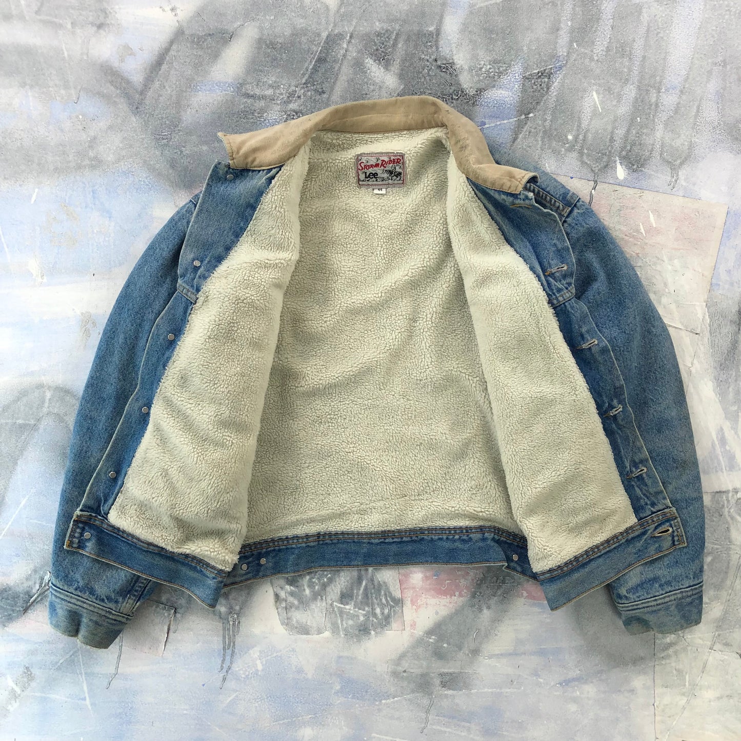 Vintage Lee Storm Rider Sherpa Lined Denim Button Jacket L