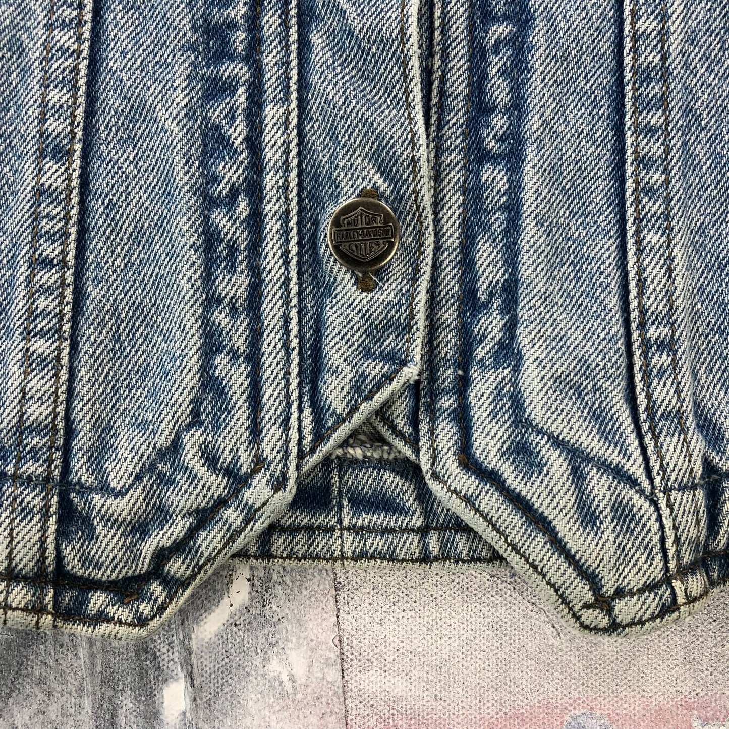 Vintage Biker Blues Harley Davidson Motorcycles Denim Button Vest S