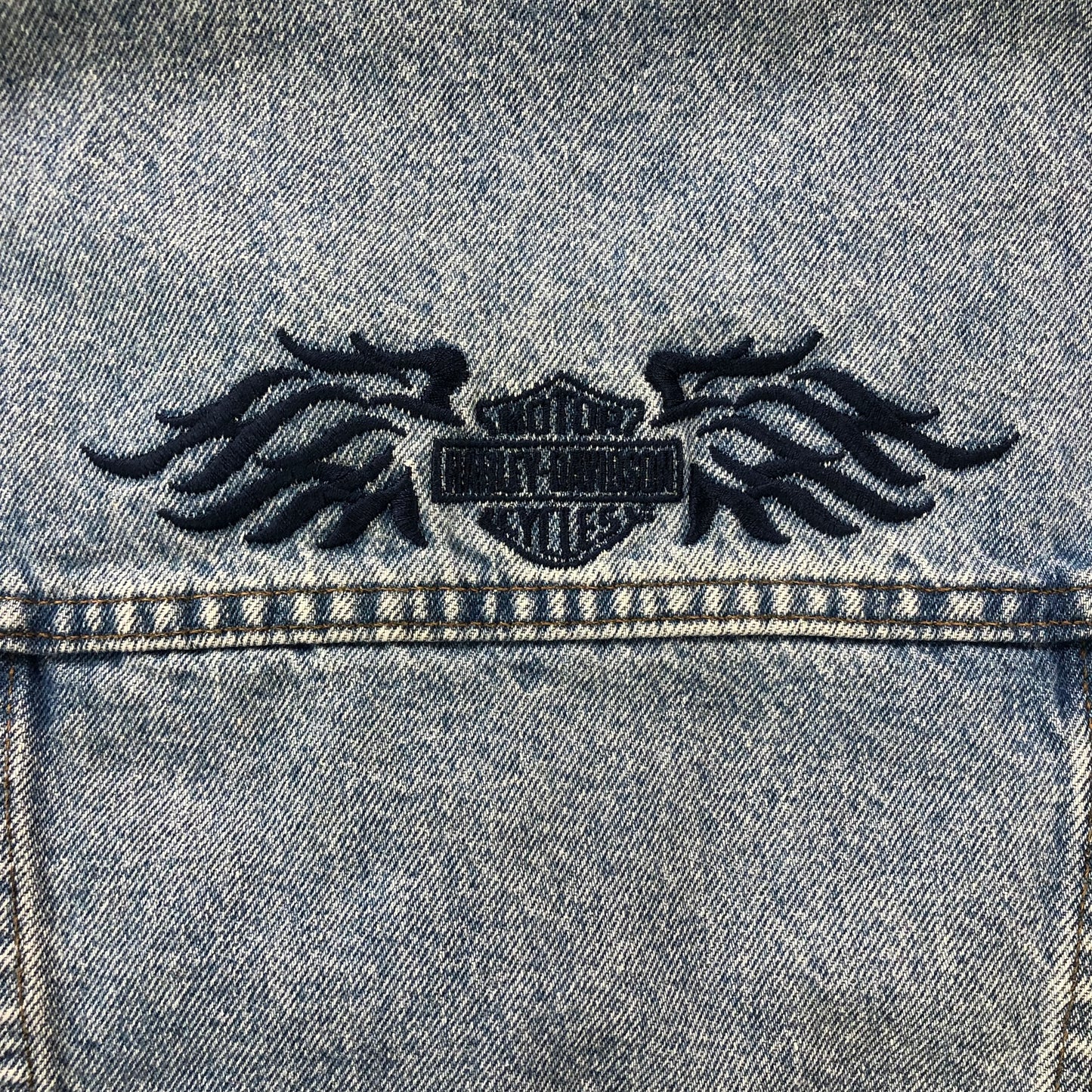 Vintage Biker Blues Harley Davidson Motorcycles Denim Button Vest S