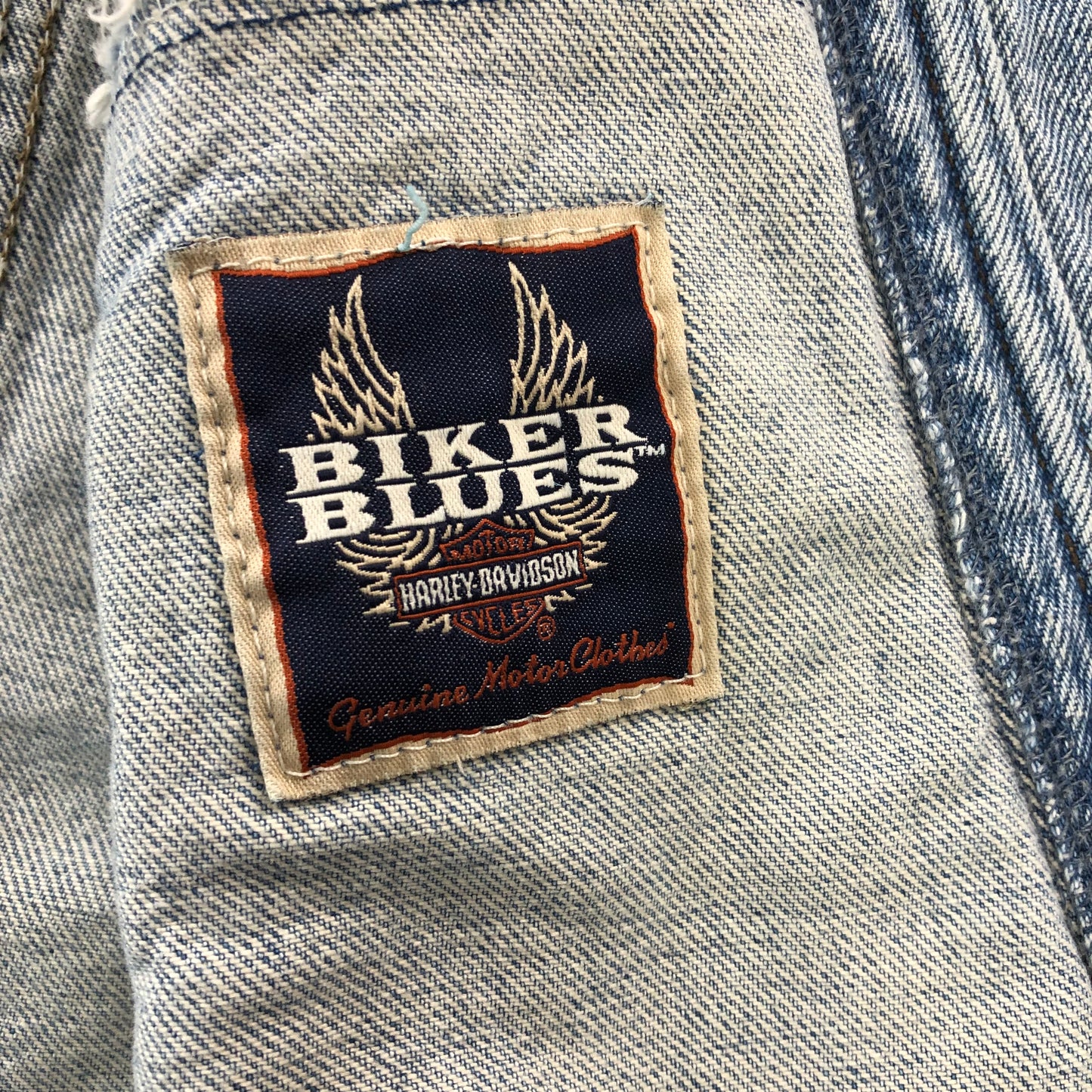 Vintage Biker Blues Harley Davidson Motorcycles Denim Button Vest S
