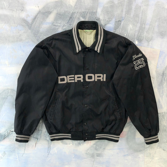 Vintage Derori Auckland New Zealand Quilted Lined Satin Bomber Button Jacket L