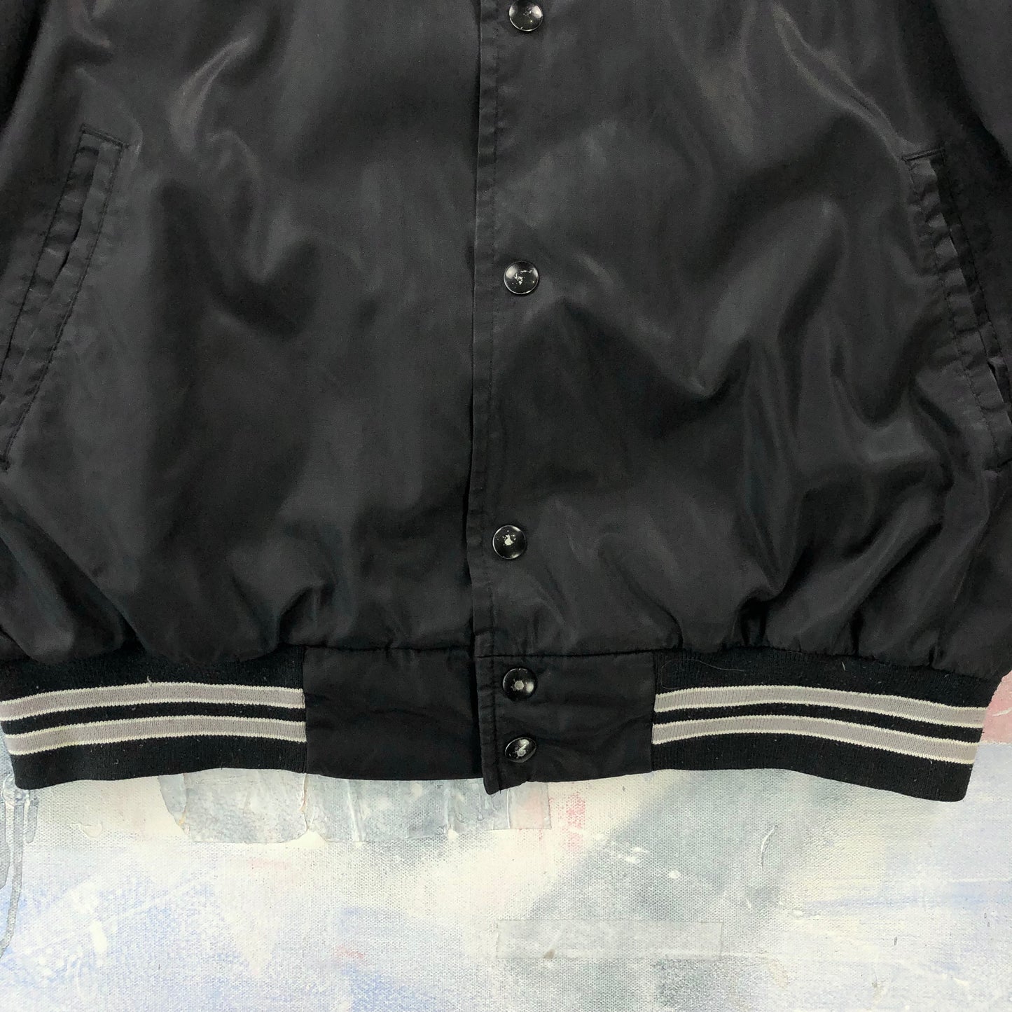 Vintage Derori Auckland New Zealand Quilted Lined Satin Bomber Button Jacket L